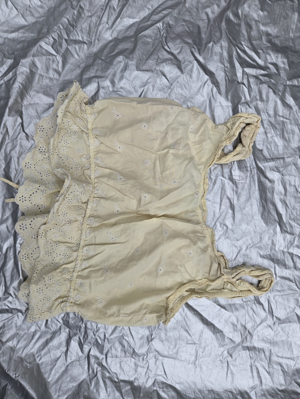 Women's Cream Eyelet Ruffle Tank Top